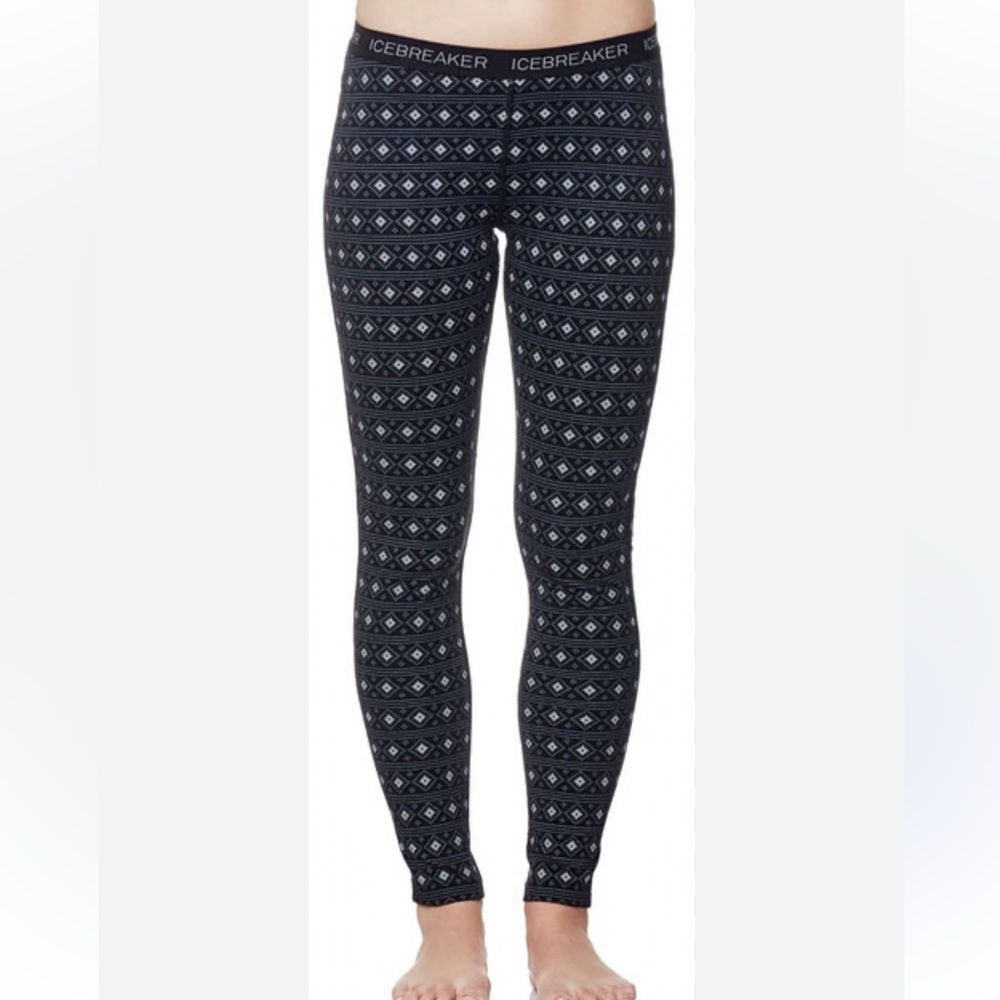 Icebreaker Oasis Align Ladies Leggings Black Snow Merino Wool Winter